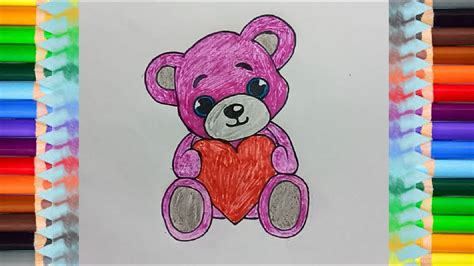 How To Draw A Cute Teddy Bear With A Heart Youtube