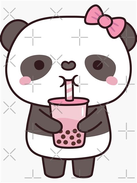 Cute Panda Drinking Bubble Milk Tea Sticker For Sale By Rustydoodle