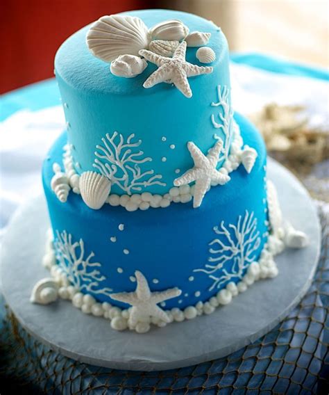 Aqua Beach Wedding Cake Ocean Cakes Beach Cakes Simple Wedding Cake