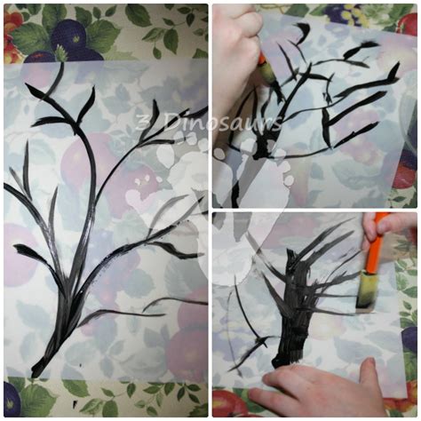 Spring Blossom Tree Painting 3 Dinosaurs