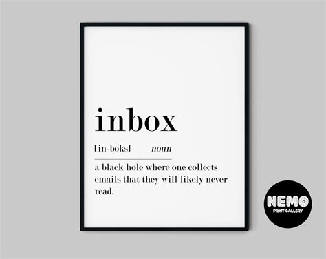 Funny Home Office Sign Inbox Definition Print Office Wall Etsy Uk