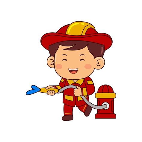 Premium Vector Cute Firefighter Boy Cartoon Character Vector Illustration