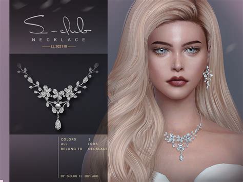 Diamond Flower Necklace By S Club From Tsr Sims 4 Downloads