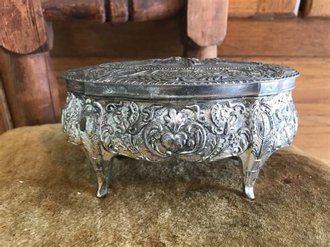 Vintage Silver Plated Jewelry Box Jewelry Caskets By