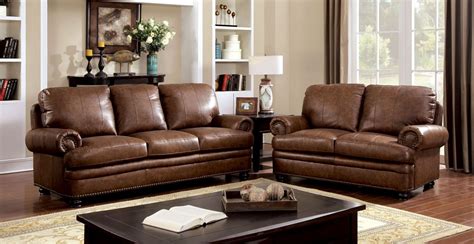 Belupaid pu living room furniture sets, 3 pieces recliner sofa set leather lounge chair loveseat reclining couch with cup holders, manual zero gravity pu recliner sofa for home office (3+2+1 seater) $1,979.99. Rheinhardt Top Grain Leather Living Room Set from Furniture of America (CM6318-SF) | Coleman ...