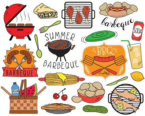 Bbq Clipart Summer Barbecue Clipart Picnic Clip Art Bbq Etsy In 2020
