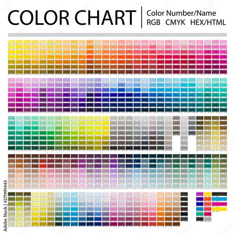 Color Chart Print Test Page Color Numbers Or Names RGB CMYK