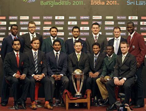 The Captains Of The Participating Nations Pose With The World Cup