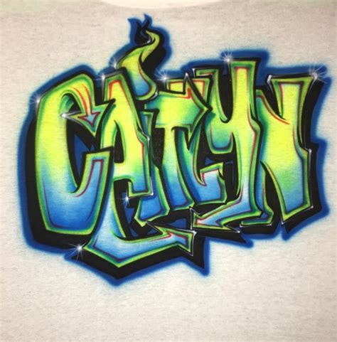 Airbrush Tshirt Graffiti Name On Shirt Personalized Birthday Etsy