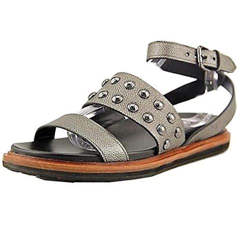 Coach Womens Sandal Dannie Smooth Textured Leather Crossgrain Gunmetal