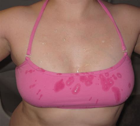 A Big Sticky Load On My Pink Sports Bra Porn Pic