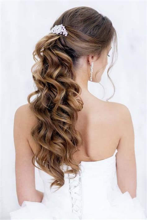 Natural flower crowns as part of wedding hairstyles for long hair are now the major trend. Art4studio long ponytail wedding hairstyles 1 | Deer Pearl ...