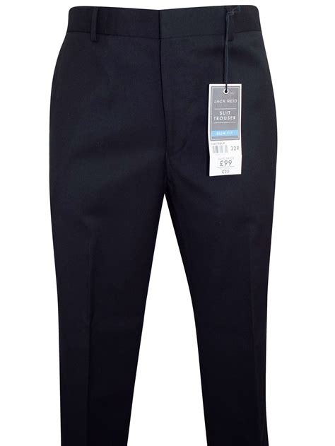 Black Slim Fit Flat Front Trousers Etsy