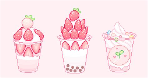 ピンク色のピミ Photo Pixel Art Food Anime Pixel Art Kawaii Drawings