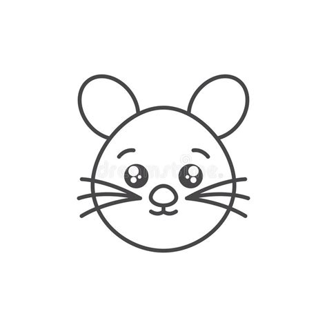 Cute Mouse Animal Face Cartoon Isolated Design Icon Stock Vector