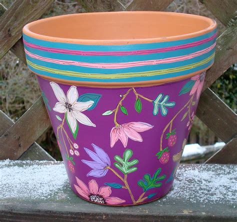Hand Painted Flower Pot 8 Inch Berry Fine Floral Ready To Ship
