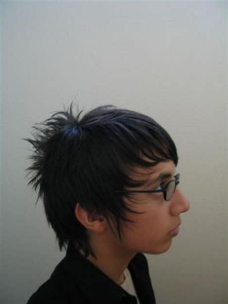 This hairstyle is a casual emo style for guys, where the hair is straightened up for creating points that are razor sharp. Emo hairstyles for guys with short hair