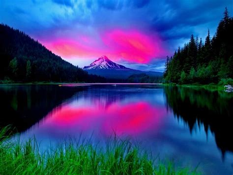 Lake Mountain Sunset Beautiful Pinterest