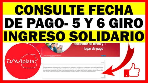 Ingreso solidario 7° giro $160.000 : Consulte Fecha de Pago DAVIPLATA.COM | INGRESO SOLIDARIO 5 ...