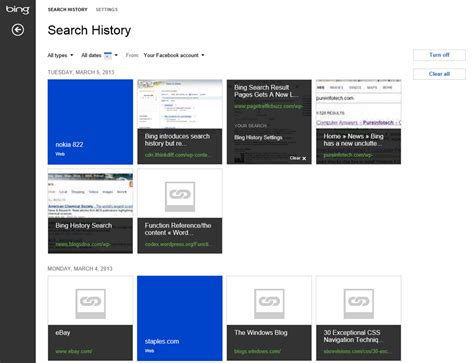 Bing Search Box History