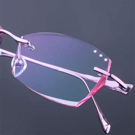 rimless eyeglasses diamond trimming eye glasses for women fashion beautiful temperament