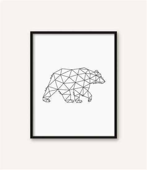 Geometric Animal Print Geometric Bear Print Bear Art Etsy