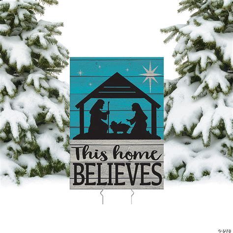 This Home Believes Nativity Yard Sign Oriental Trading