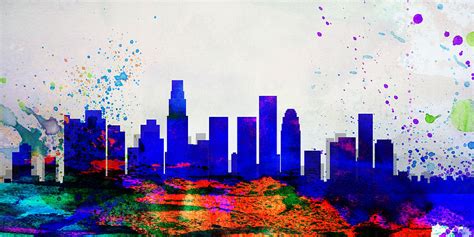 Los Angeles City Skyline Painting By Naxart Studio
