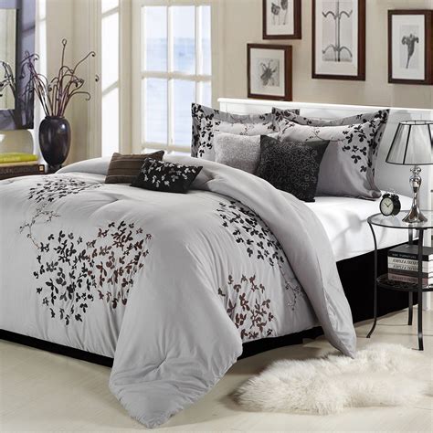 2020 popular 1 trends in home & garden, mother & kids, toys & hobbies with queen comforter sets for girls and 1. Queen Size 8-Piece Comforter Set in Silver Gray Black ...
