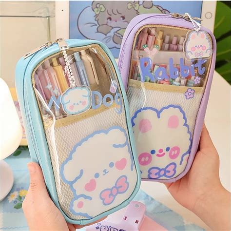 Kawaii Pencil Case Aesthetic Cute Pencil Case For Girls Clear Large