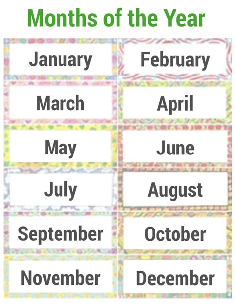 6 Best Free Printable Months Of The Year Chart Detector