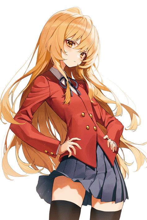 Safebooru 1girl Absurdres Aisaka Taiga Blue Skirt Brown Eyes Brown Hair Flat Chest Hands On