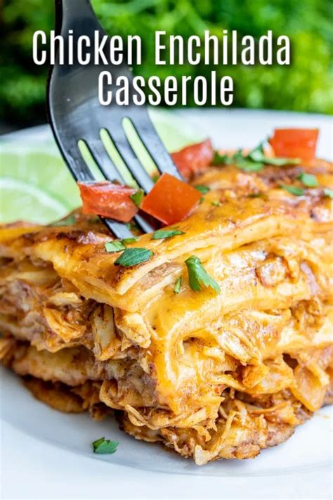 Sprinkle with 3/4 cup cheese. This easy Chicken Enchilada Casserole is made with red ...