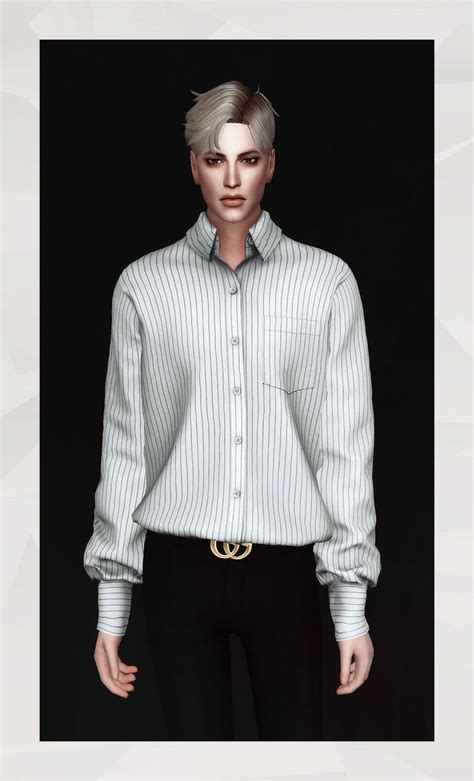 Wide Cuffs Shirt Gorilla X3 Sims 4 Clothing Sims 4 Button Shirts Men