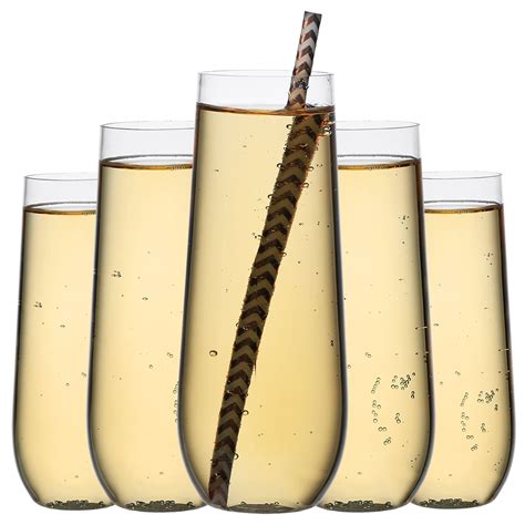 48 Pack Plastic Stemless Champagne Flutes 9 Oz Reusable And Disposable Clear Champagne Flutes