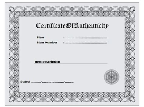 Pin On Certificate Of Authenticity Free Template Pertaining To Fresh