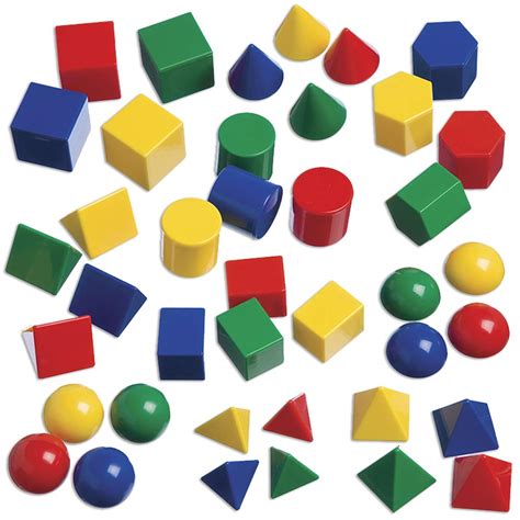 Edxeducation Mini Geometric Solids Set Of 40 3d Shapes For Math