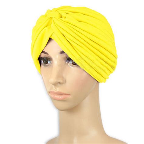 New Women Cap Turban Head Wrap Band Chemo Bandana Hijab Pleated Indian