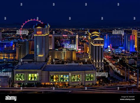 Las Vegas Aerial View Evening Aerial View Of The Illuminated And