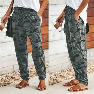 Womens Camo Cargo Trousers Casual Pants Military Army Combat Camouflage