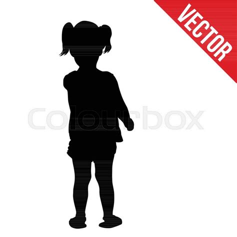 Silhouette Of Little Girl On White Stock Vector Colourbox