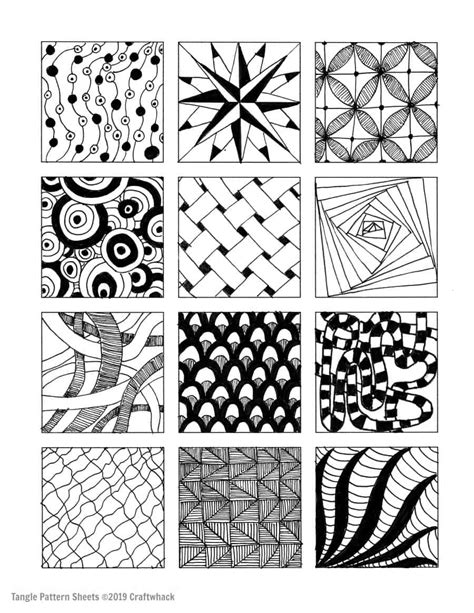 These are pattern steps or step outs for patterns used when drawing zentangle tiles. Inspired By Zentangle: Patterns and Starter Pages - WCASES