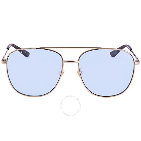 gucci light blue aviator unisex sunglasses gg0410sk 005 61 gucci sunglasses jomashop