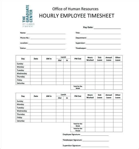 Employee Time Card Printable