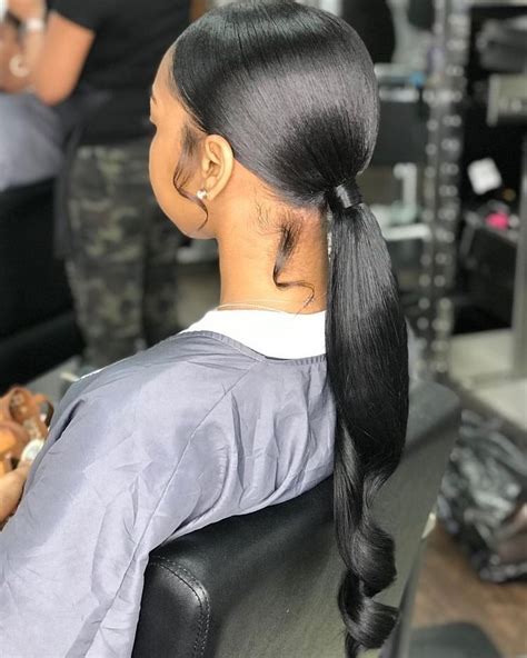 A ponytail is one of the most popular of the hair styles with bangs. @TRUUBEAUTYS💧 | Sleek ponytail hairstyles, Black ponytail ...