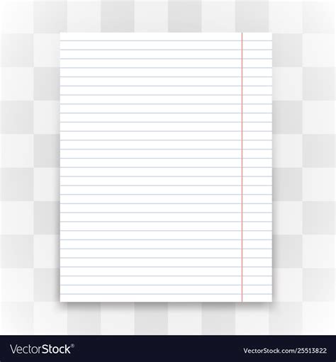 Blank White Lined Paper On Transparent Background Vector Image