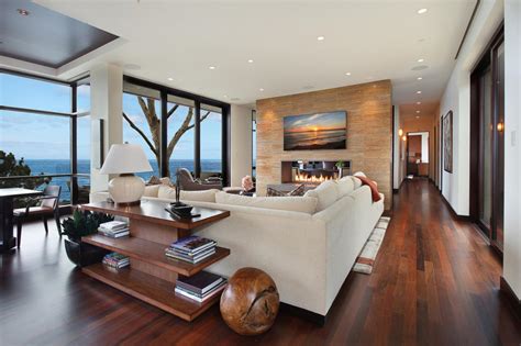 Contemporary California Living Room With Marble Accent