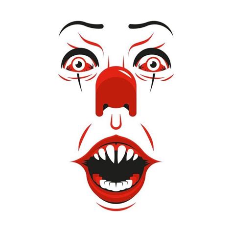 An Evil Clown S Face With Red And Black Makeup