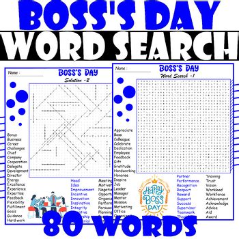 BOSS S DAY Word Search Puzzle BOSS S DAY Word Search Activities