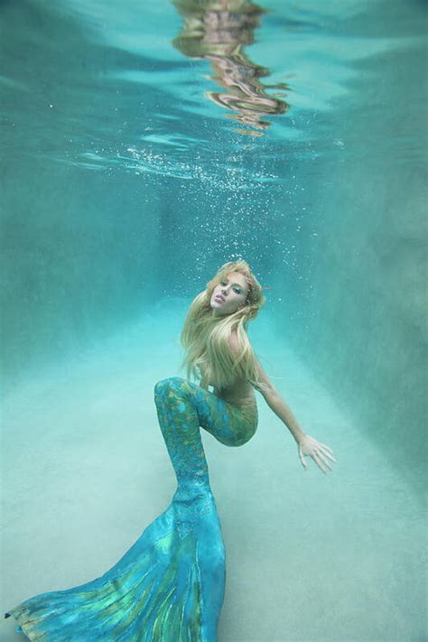 Mermaid Swimming Under Water Art Print By Ariel Skelley Photos Com